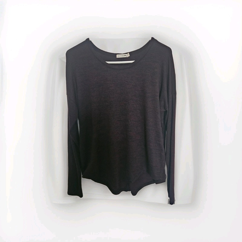 Rag & Bone Jean The‎ Knit Vee Hudson Relaxed Fit Berry Port Heathered Tee Sz S/P